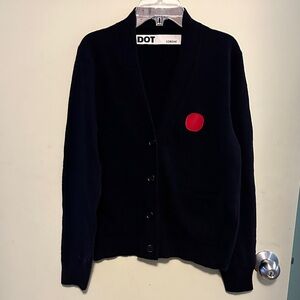 DOT Loreak Women's Black Cardigan Sweater in wool mix knit size Medium